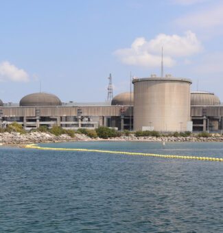 A view of Pickering Nuclear Generating Station from Lake Ontario.