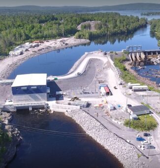 Drone shot of Calabogie Generating Station in August 2023